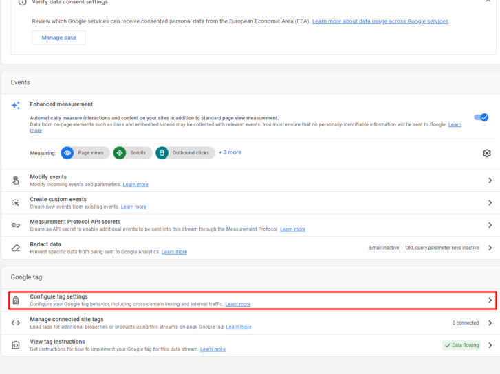 Configuring tag settings