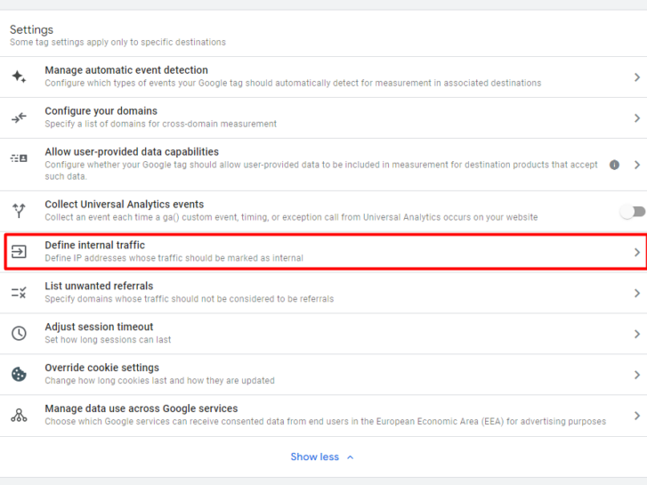 How to define internal traffic on GA4